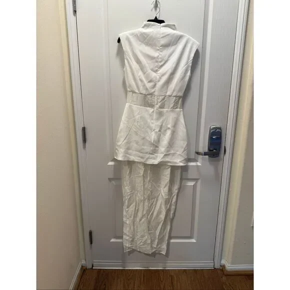 CURAAE Bond Sleeveless Mesh Maxi Dress In White Cocktail Size S NW0T - Picture 4 of 5